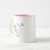 Tasse 2 Couleurs lapin drôle (Devant gauche)