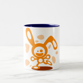 Tasse 2 Couleurs Lapin heureux (orange)