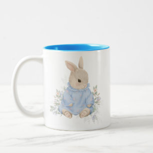 Tasse 2 Couleurs lapin mignon dans une robe avec des fleurs