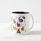 Tasse 2 Couleurs Lapins couleur aquarelle Pâques (Devant droit)