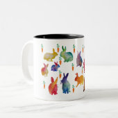 Tasse 2 Couleurs Lapins couleur aquarelle Pâques (Devant gauche)