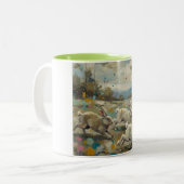 Tasse 2 Couleurs Lapins dansants à l'aube (Devant gauche)