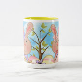 Tasse 2 Couleurs Lapins de Pâques mignons (Centre)