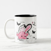 Tasse 2 Couleurs Lapins de rose d'emo de Kawaii (Gauche)