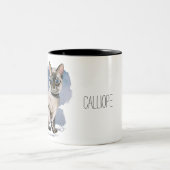 Tasse 2 Couleurs L'aquarelle siamoise de chaton peignant | ajoutent (Centre)