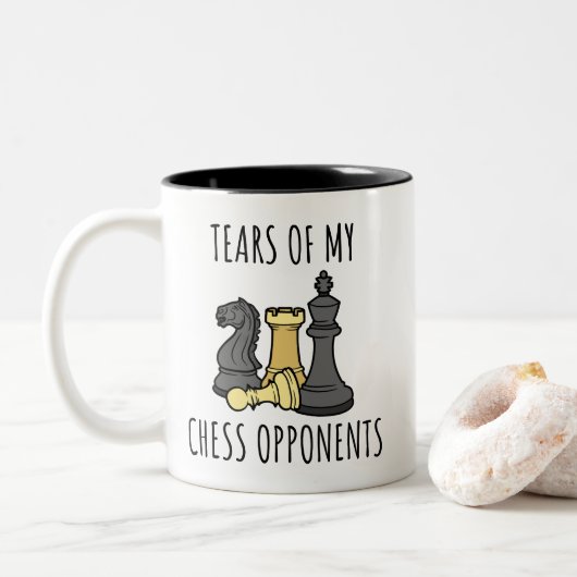 Tasse 2 Couleurs Larmes de mes adversaires d'échecs Humour (Avec donut)