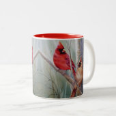 Tasse 2 Couleurs L'art de l'aquarelle rouge cardinal (Devant droit)