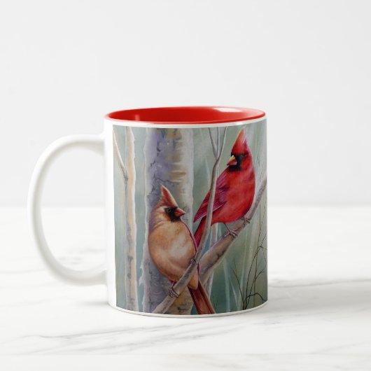 Tasse 2 Couleurs L'art de l'aquarelle rouge cardinal (Gauche)