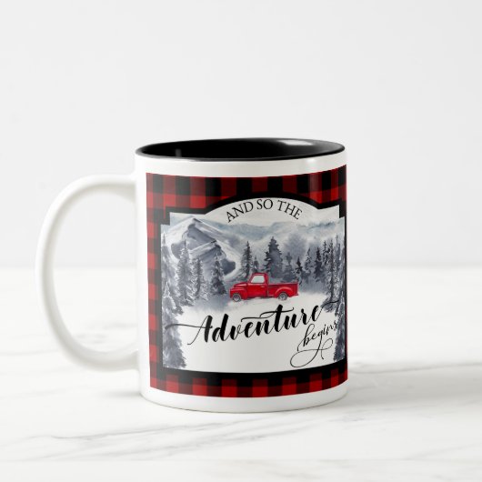 Tasse 2 Couleurs L'Aventure Commence, Plaid Buffalo, Rustique (Gauche)