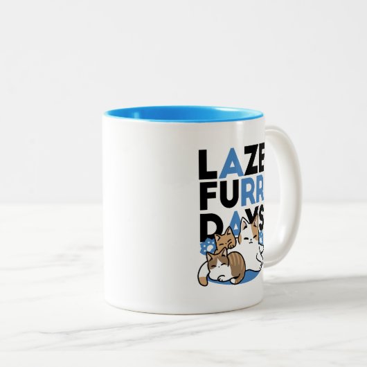 Tasse 2 Couleurs Laze Furr Days - Cute Lazy Cats Design (Devant droit)