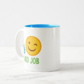 Tasse 2 Couleurs Le bon travail d'Emoji (Devant gauche)
