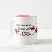 Tasse 2 Couleurs Le bonheur est un PAPILLON d'Oma (Devant gauche)