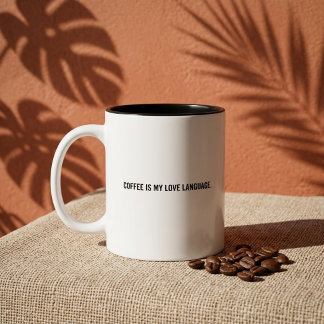 Tasse 2 Couleurs Le café est mon langage de l'amour Citation drôle