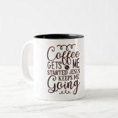 Tasse 2 Couleurs Le café me fait démarrer (Devant gauche)