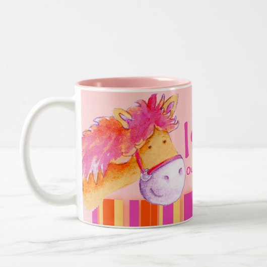 Tasse 2 Couleurs Le cavalier rose de cheval de champion de poney (Gauche)