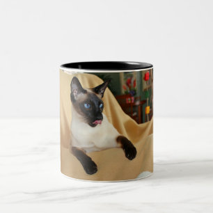 Tasse 2 Couleurs Le chat siamois de point comique de joint le