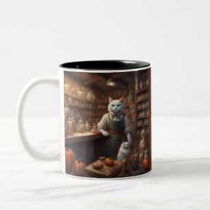Tasse 2 Couleurs Le chat travaille au magasin de campagne à Hallowe