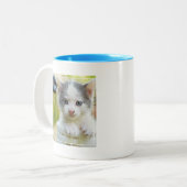 Tasse 2 Couleurs Le chaton monte un vélo (Devant gauche)