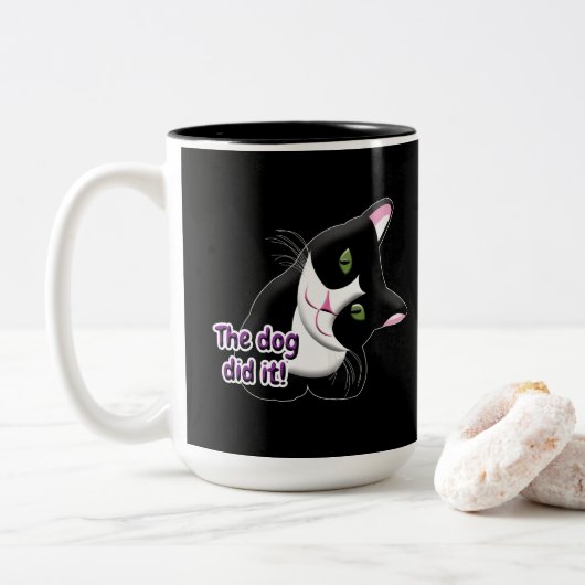 Tasse 2 Couleurs Le chien l'a fait Chat (Avec donut)