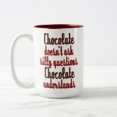 Tasse 2 Couleurs Le "chocolat comprend" la citation drôle (Gauche)