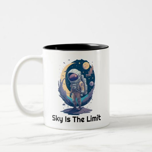 Tasse 2 Couleurs Le ciel est la limite, l'astronaute Mug, idée cade (Gauche)