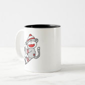 Tasse 2 Couleurs Le football de singe de chaussette (Devant gauche)