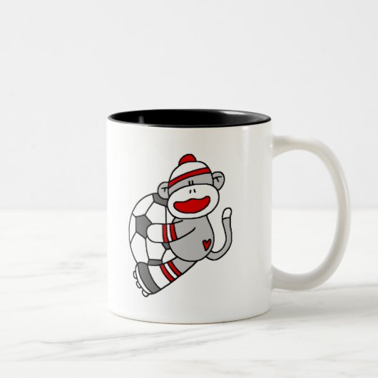 Tasse 2 Couleurs Le football de singe de chaussette (Droit)