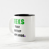 Tasse 2 Couleurs Le geeks fait de meilleurs amis (Devant gauche)