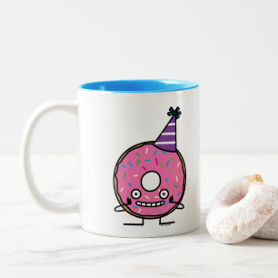 Tasse 2 Couleurs Le glaçage de rose de beignet d'anniversaire