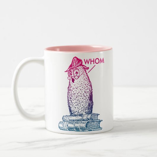 Tasse 2 Couleurs Le hibou de grammaire indique qui (Gauche)