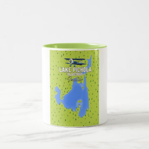 Tasse 2 Couleurs le lac Pichola, Inde carte de l'affiche de voyage.