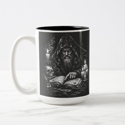 Tasse 2 Couleurs Le Magicien Étudiant le Grimoire — par BurnsInHell (Gauche)