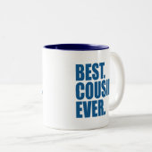 Tasse 2 Couleurs Le meilleur. Cousin. Jamais. (bleu) (Devant droit)