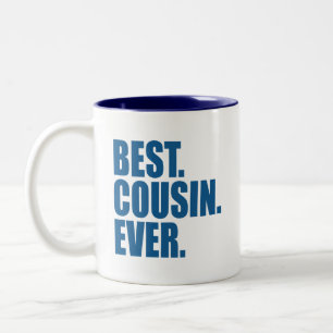 Tasse 2 Couleurs Le meilleur. Cousin. Jamais. (bleu)