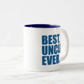 Tasse 2 Couleurs Le meilleur. Oncle. Jamais. (bleu) (Devant droit)