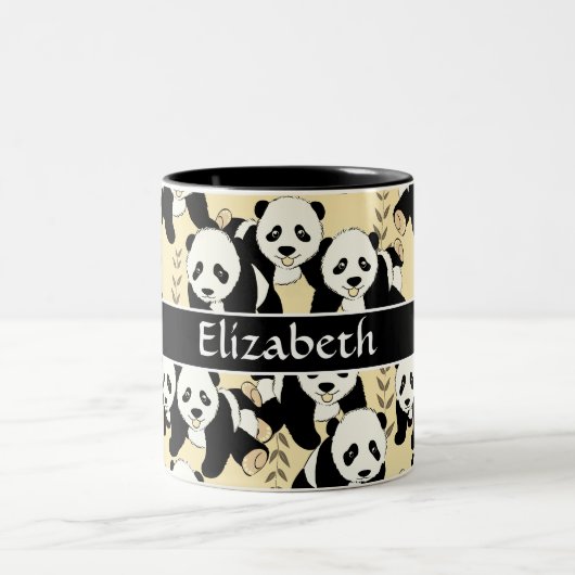 Tasse 2 Couleurs Le motif graphique d'ours panda personnalisent (Centre)