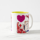 Tasse 2 Couleurs Le nœud d'unité blanc (Devant droit)