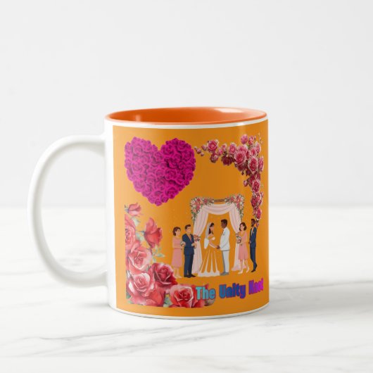Tasse 2 Couleurs Le nœud d'unité orange (Gauche)