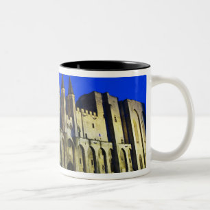 Tasse 2 Couleurs Le Palais du Pape à Avignon au coucher du soleil.