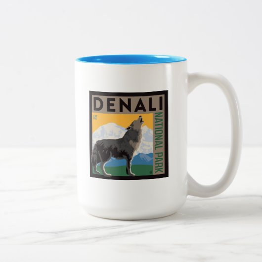 Tasse 2 Couleurs Le Parc national de Denali | Howling Wolf (Droit)