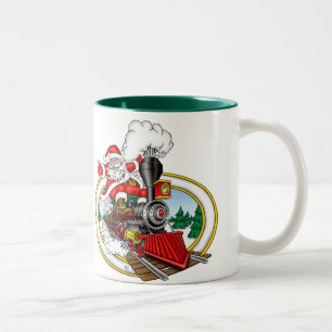 Tasse 2 Couleurs Le père noël monte une locomotive à vapeur