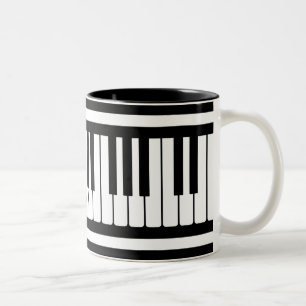 Tasse 2 Couleurs Le piano verrouille le motif noir et blanc