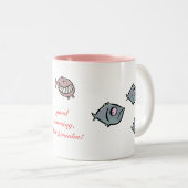 Tasse 2 Couleurs Le piranha rose - mots editable (Devant droit)