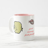 Tasse 2 Couleurs Le piranha rose - mots editable (Devant gauche)