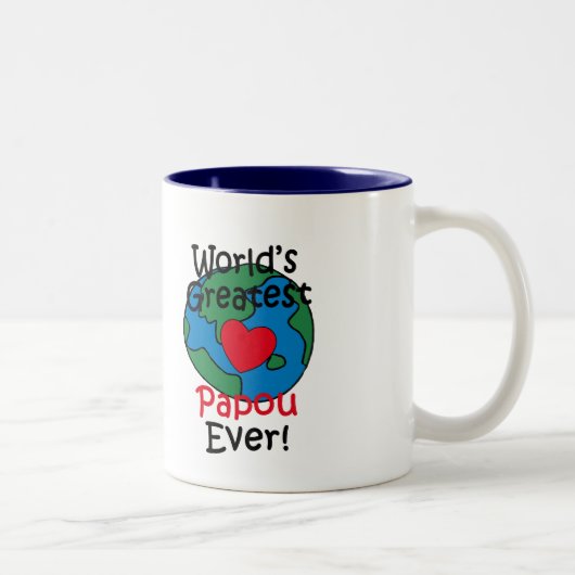 Tasse 2 Couleurs Le plus grand coeur de Papou du monde (Droit)