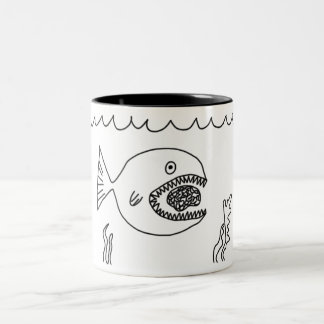 Tasse 2 Couleurs Le poisson mange le cerveau