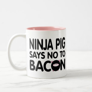 Tasse 2 Couleurs Le porc drôle de Ninja indique non au lard