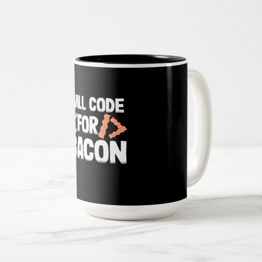 Tasse 2 Couleurs Le Programmeur Va Code Pour Bacon (Devant droit)