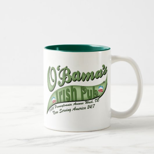 Tasse 2 Couleurs Le pub irlandais d'O'bama (Droit)