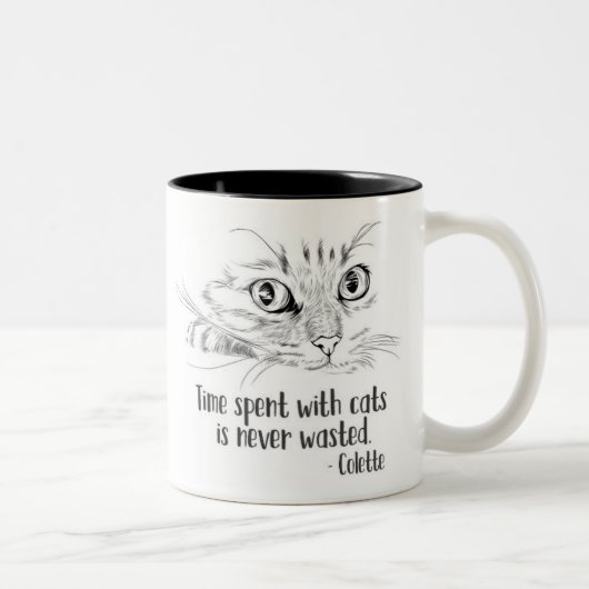 Tasse 2 Couleurs Le temps passé avec des chats n'est jamais perdu (Droit)